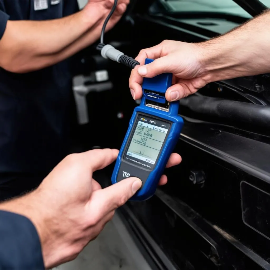 Mechanic Using OBD Scanner