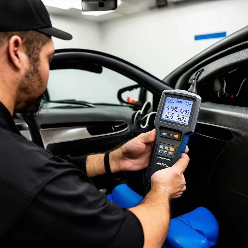 Mechanic Using an OBD Scanner to Diagnose a Car Problem