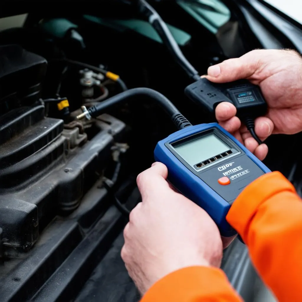 Mechanic Using OBD Scanner