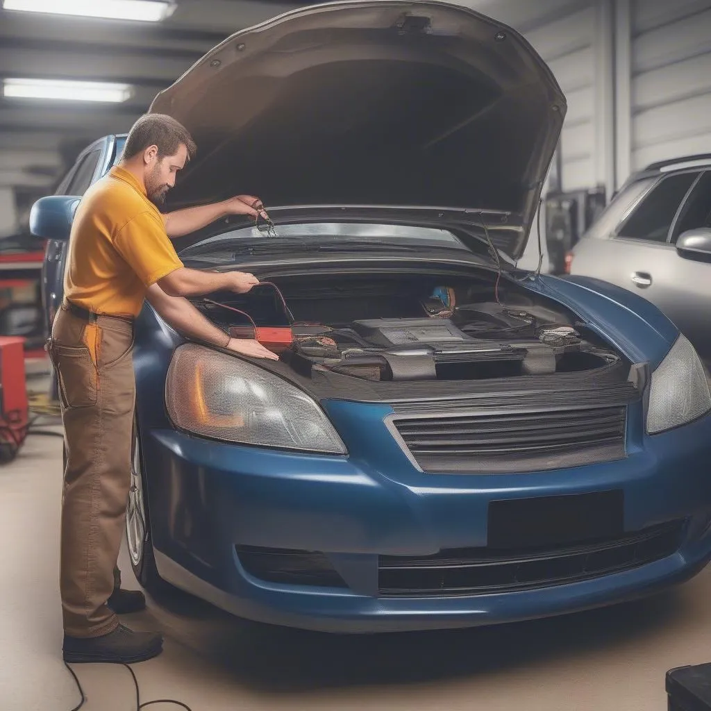 Mechanic Diagnosing Car Issues with an OBD-II Scanner