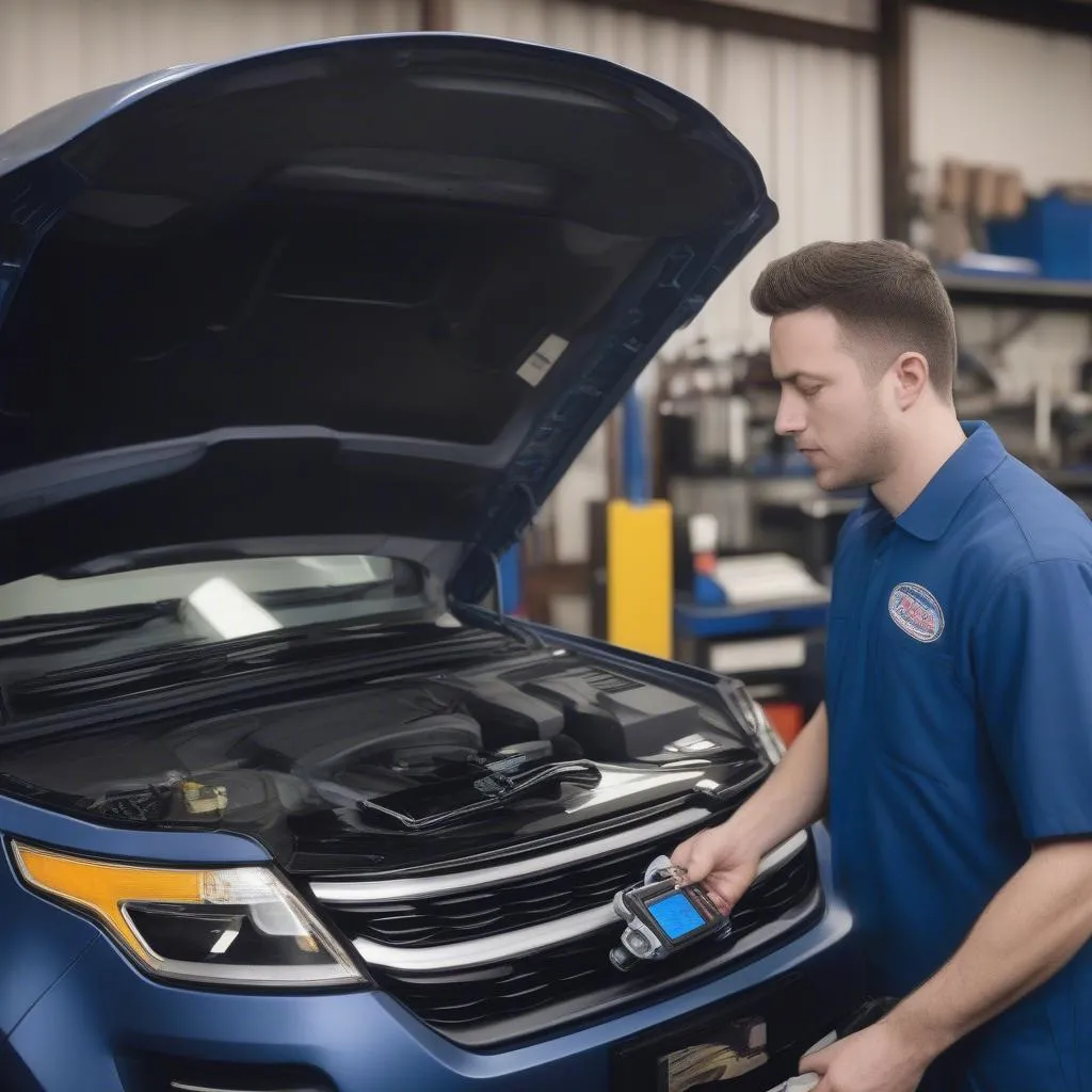 Mechanic using OBD Scanner