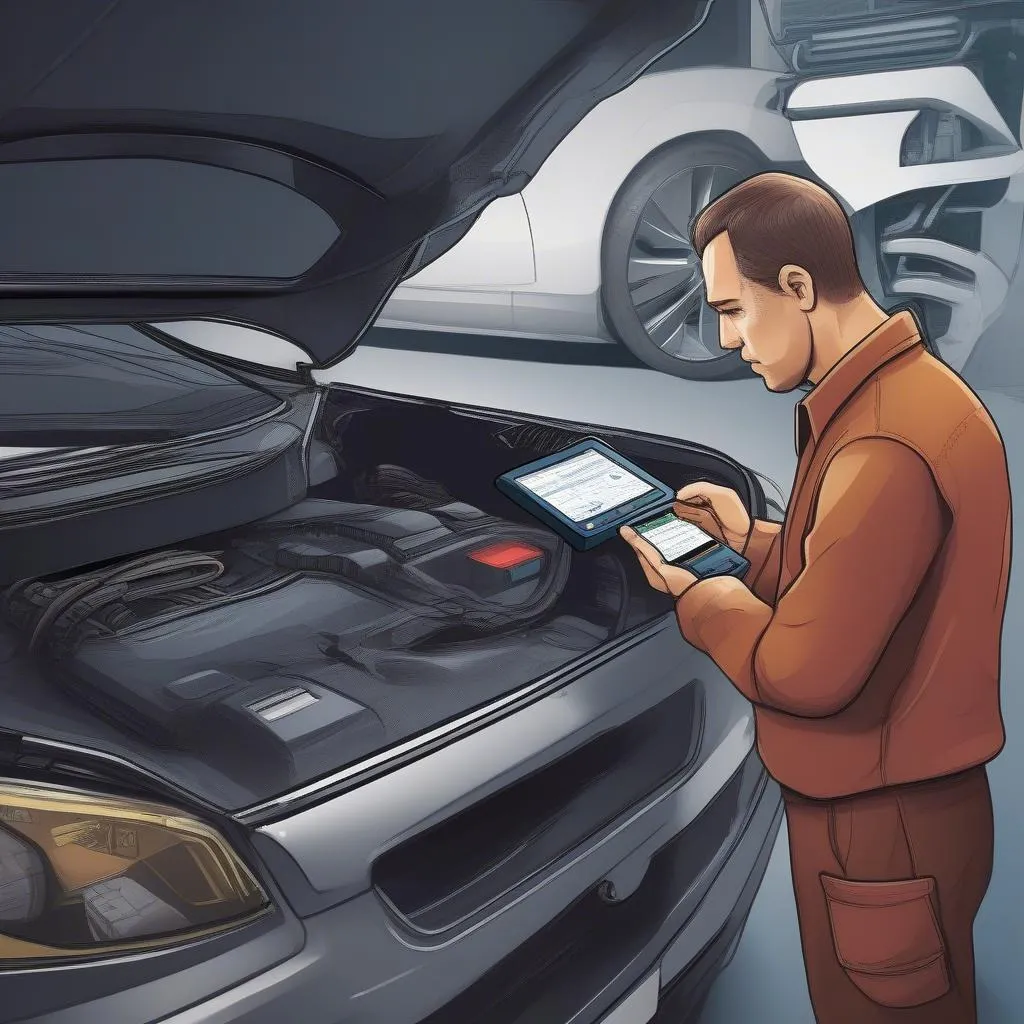 Mechanic Using OBD Scanner