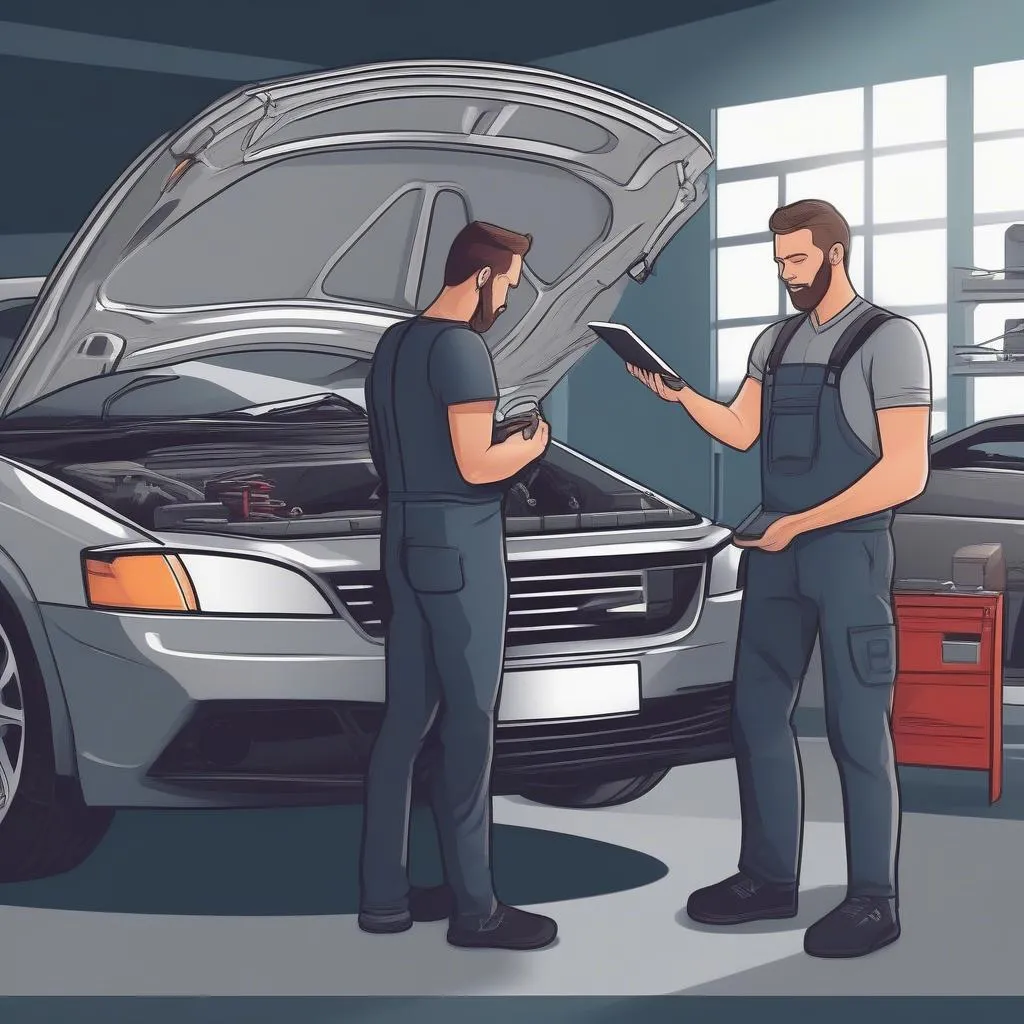 Mechanic using OBD Scanner