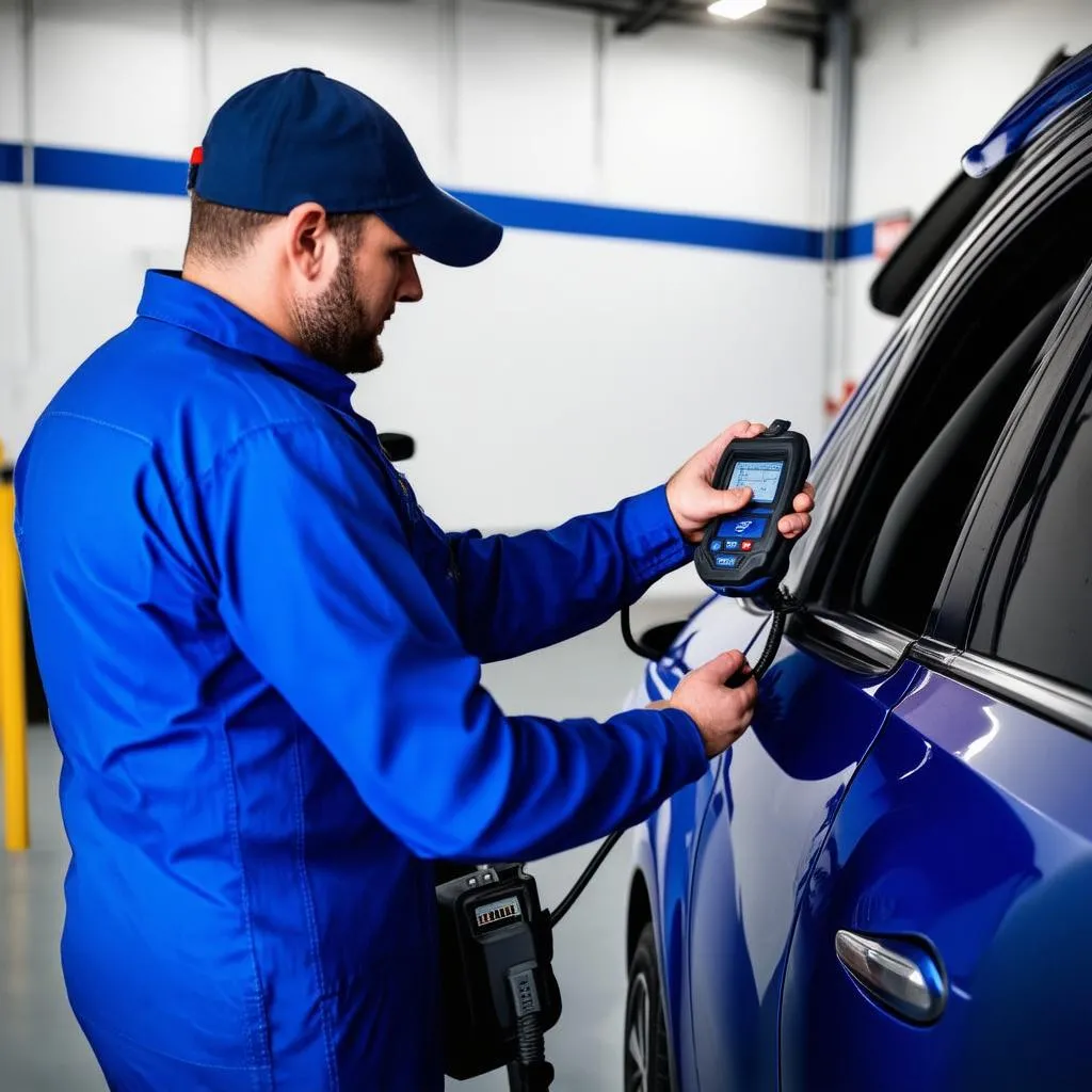 Mechanic Using OBD Scanner