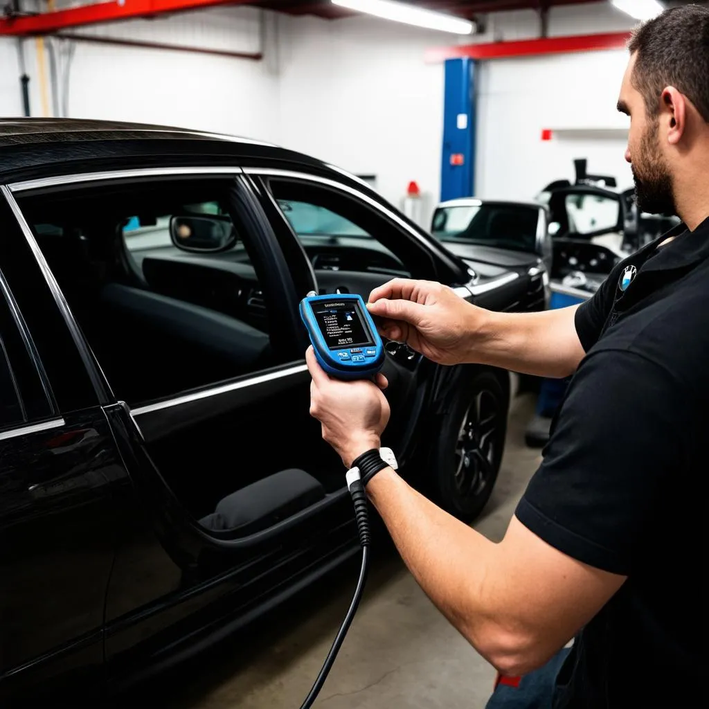 Mechanic Using OBD Scanner