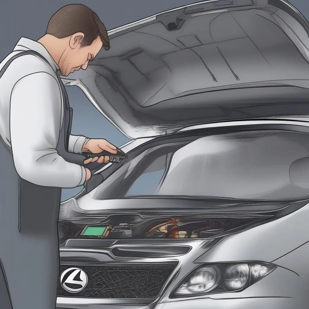 Mechanic Using OBD2 Scanner