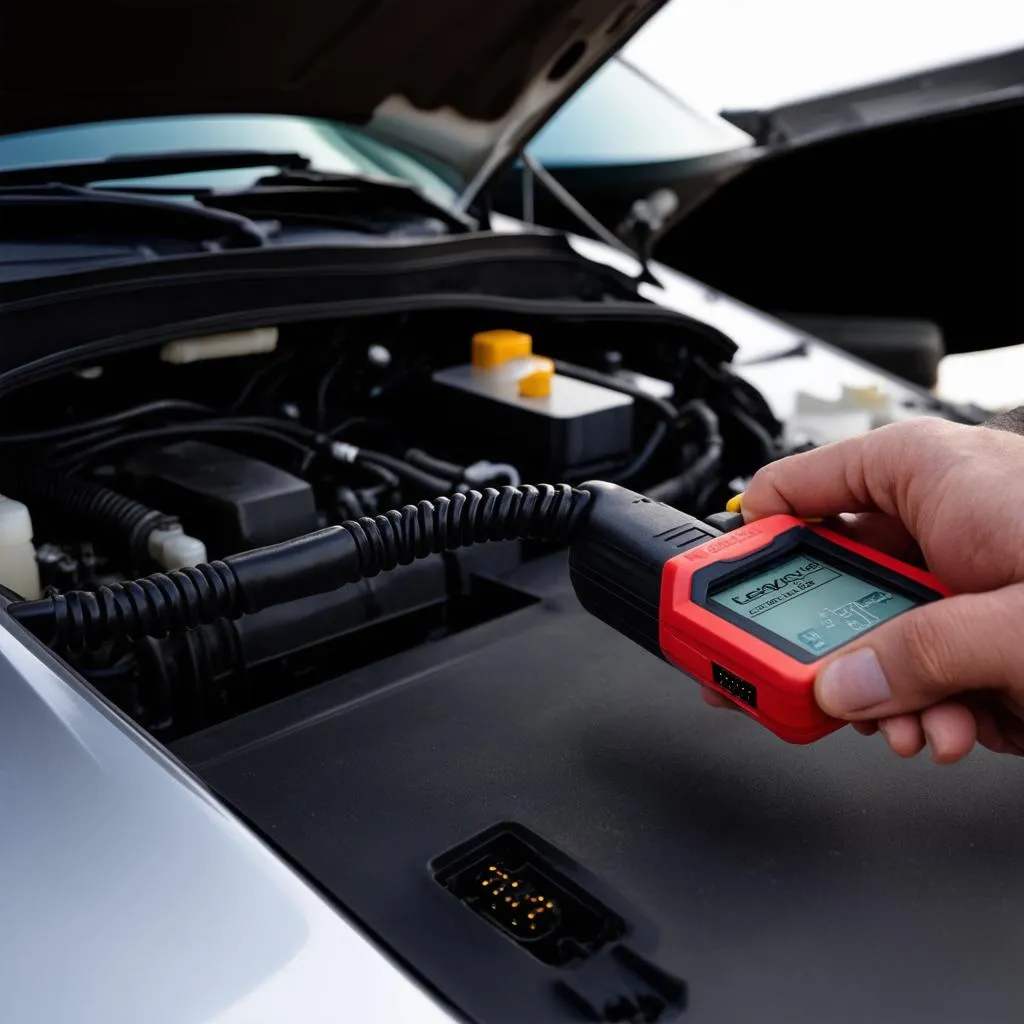 Mechanic Using OBD2 Scanner