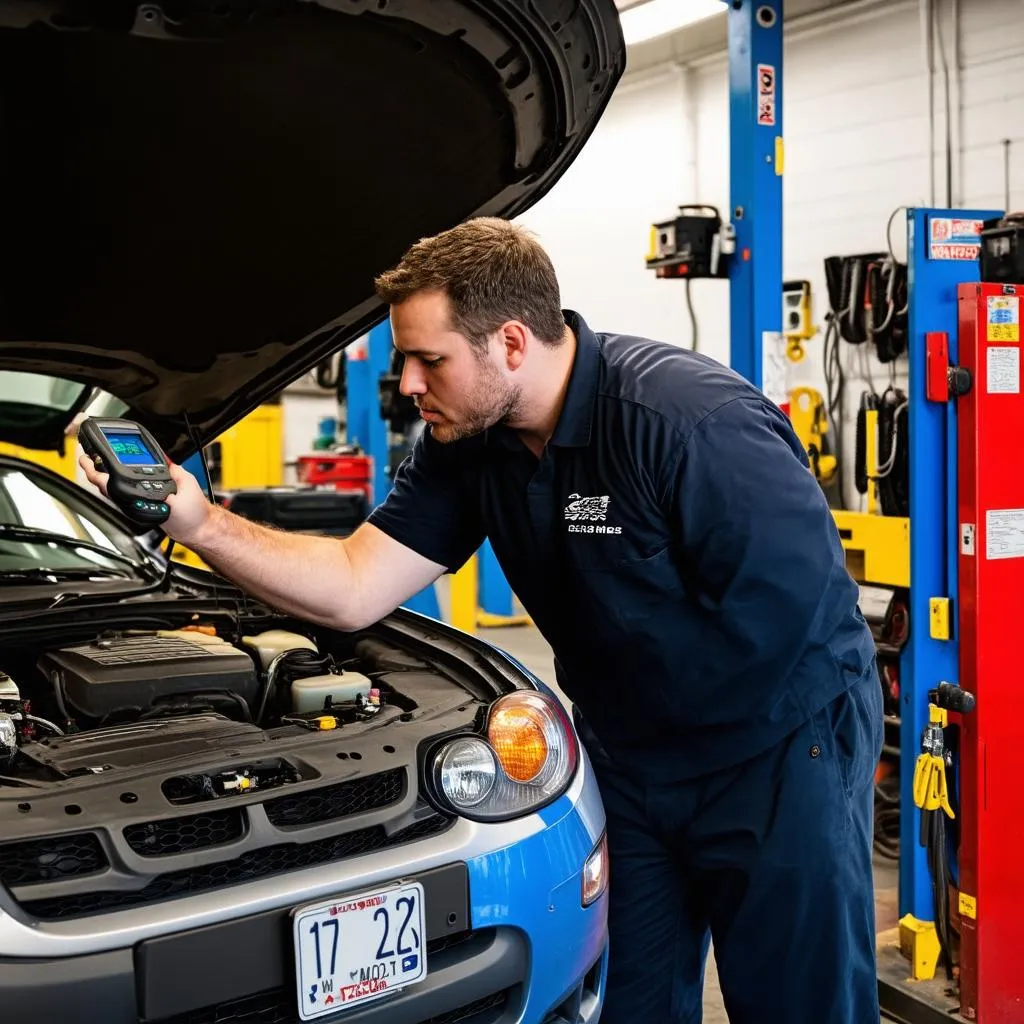 Mechanic Using an OBD Scanner