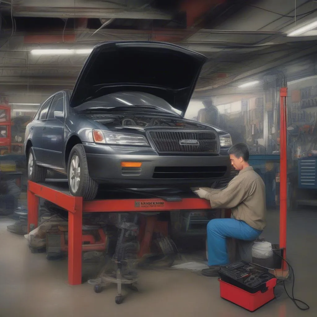 Mechanic using a Japanese OBD scanner