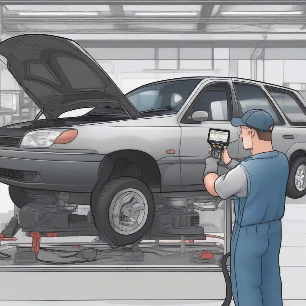 Mechanic Using OBD-II Scanner