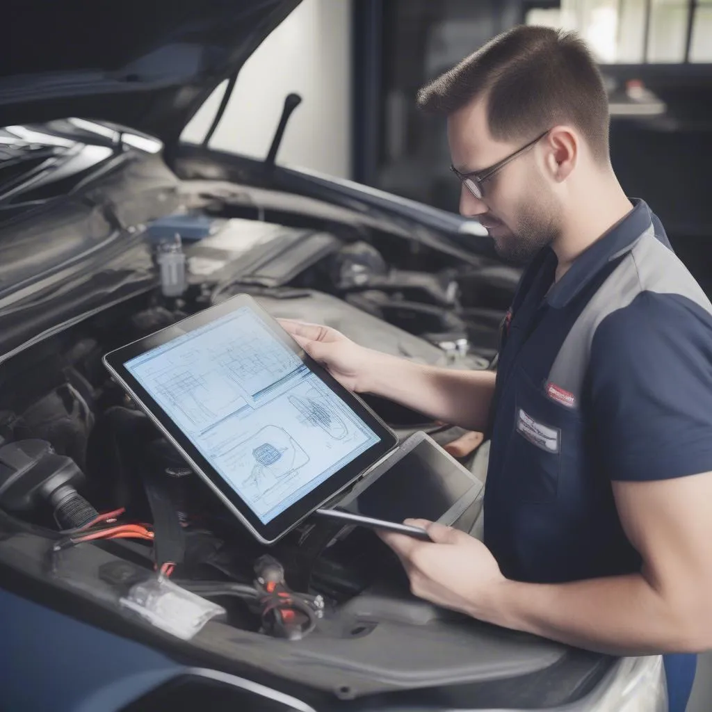 Mechanic Working Car Tablet