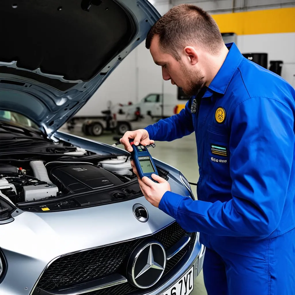 Mechanic Working on Car