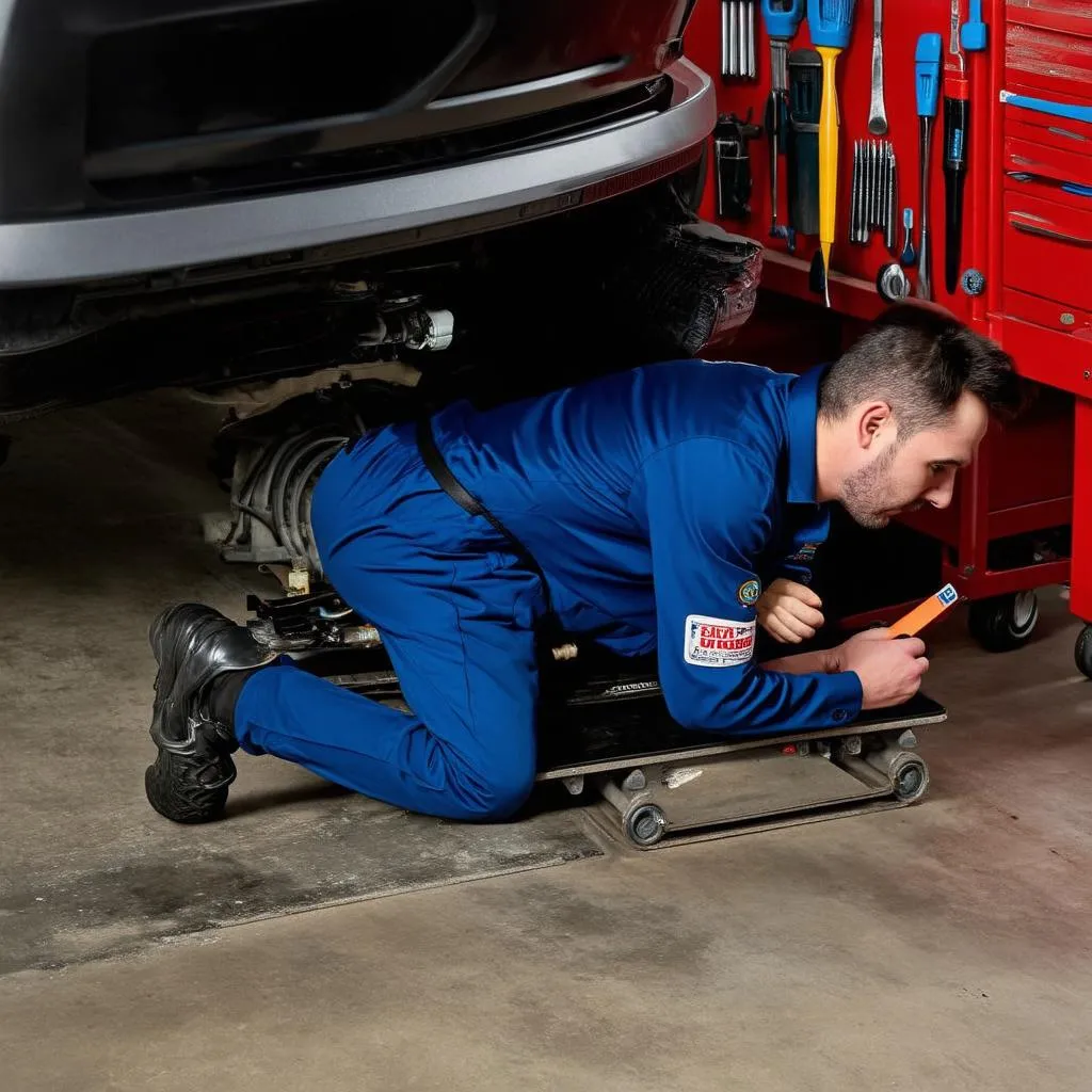 Mechanic working under the hood