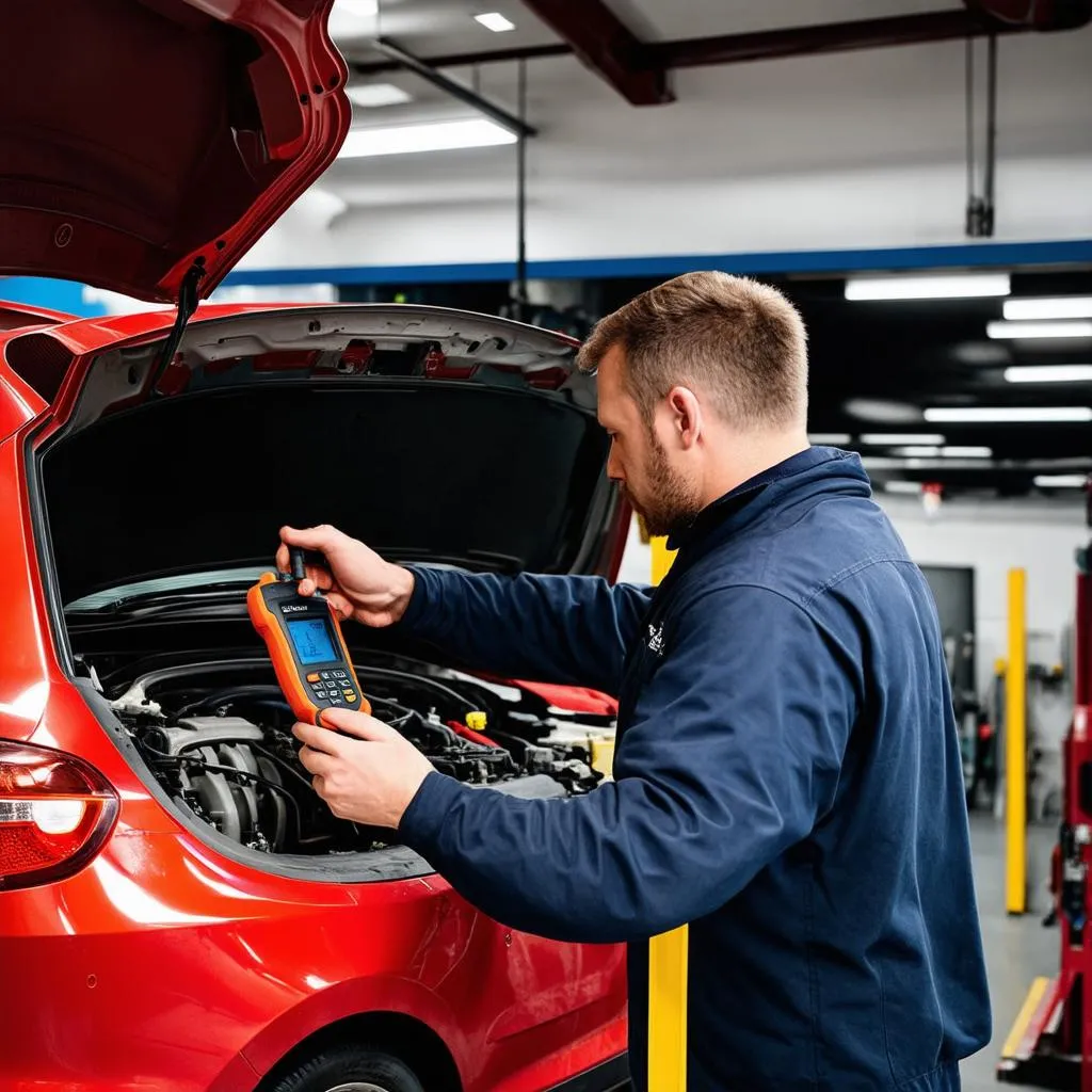 Mechanic Using Diagnostics Tool