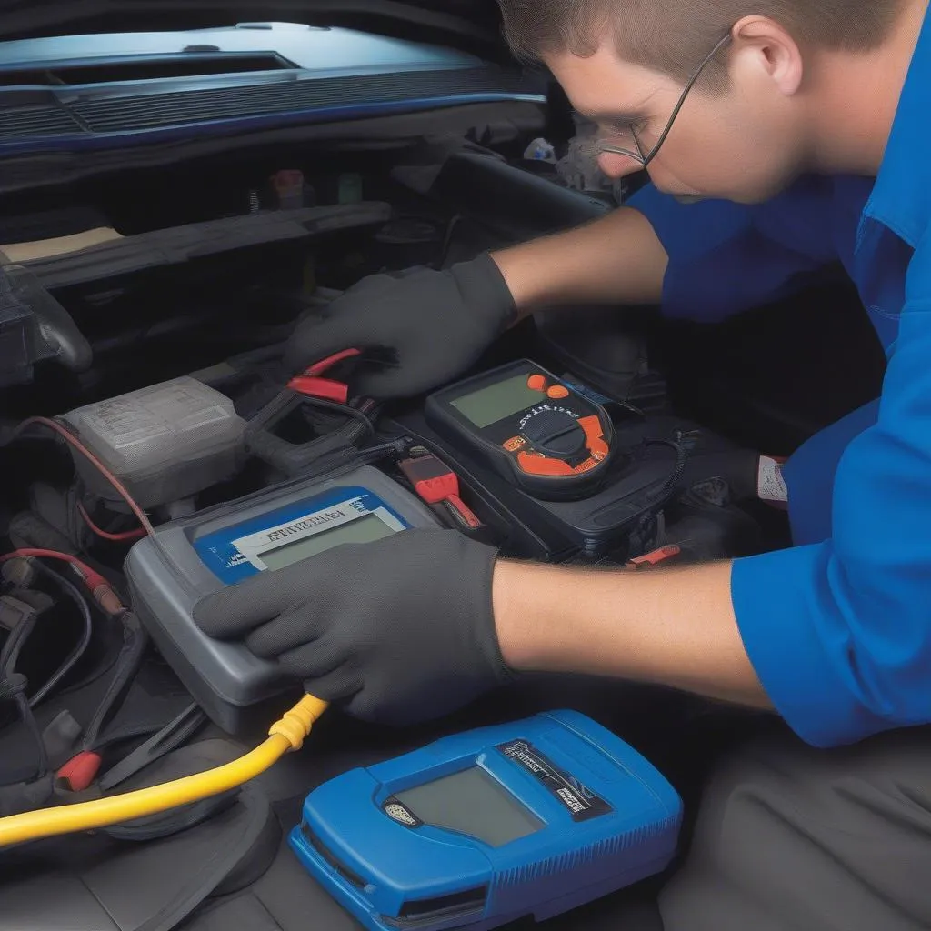 Mechanic Diagnosing OBD Issue