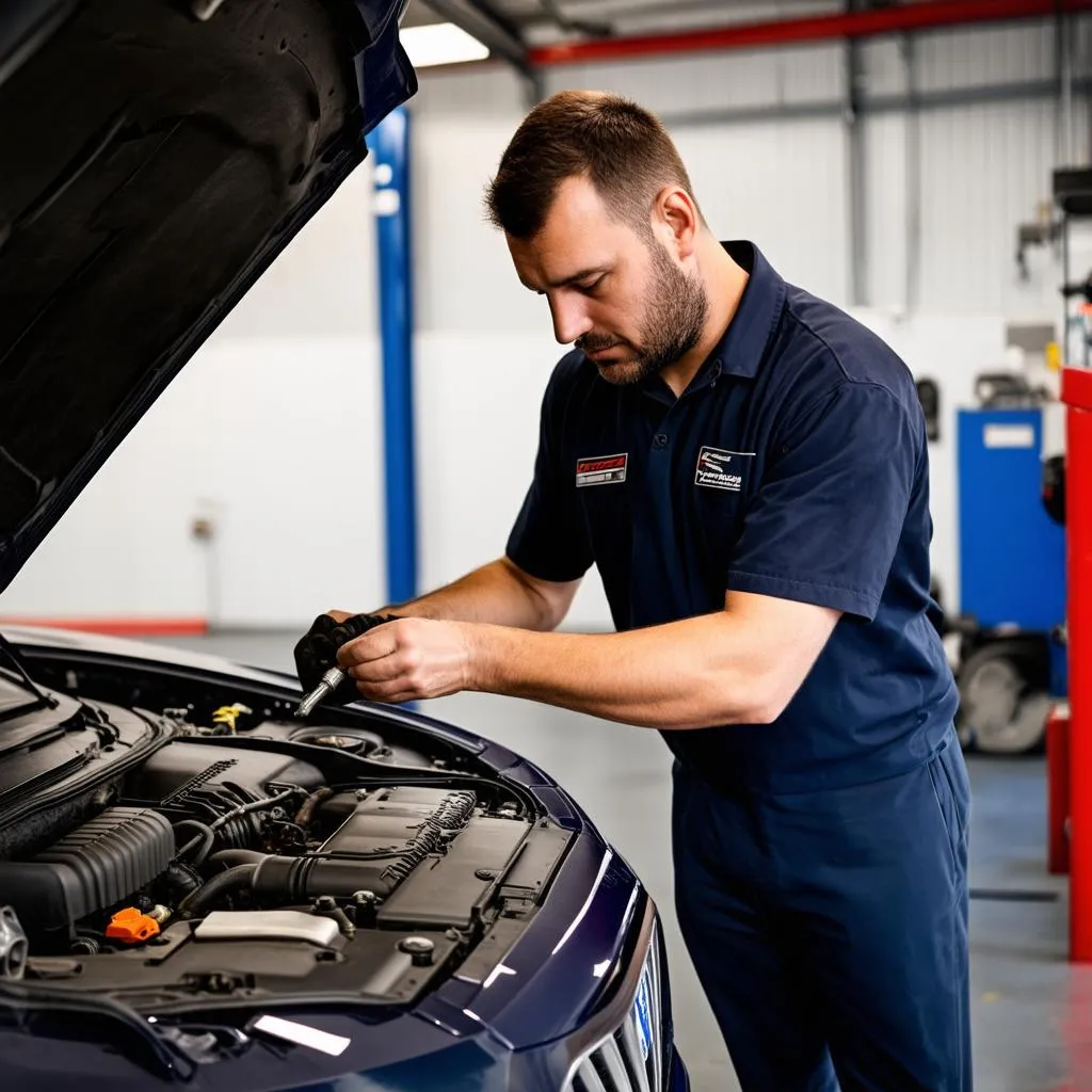 Mechanic Working On European Car