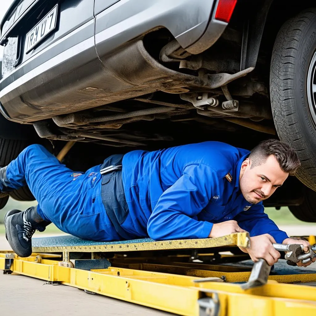 Mechanic Working Under Car