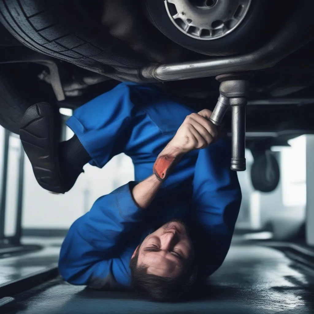 Mechanic Working Under a Car