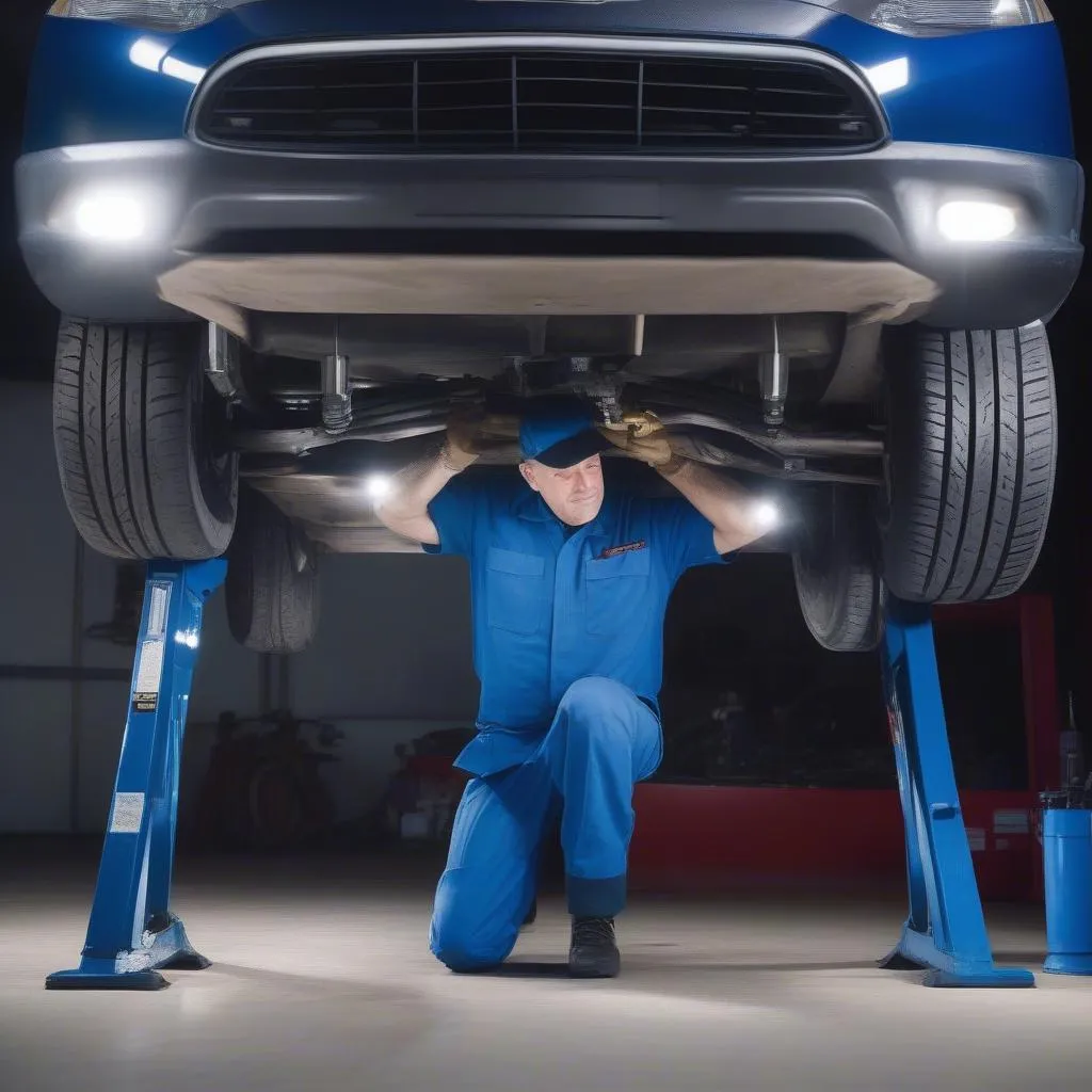 Mechanic Inspecting Car