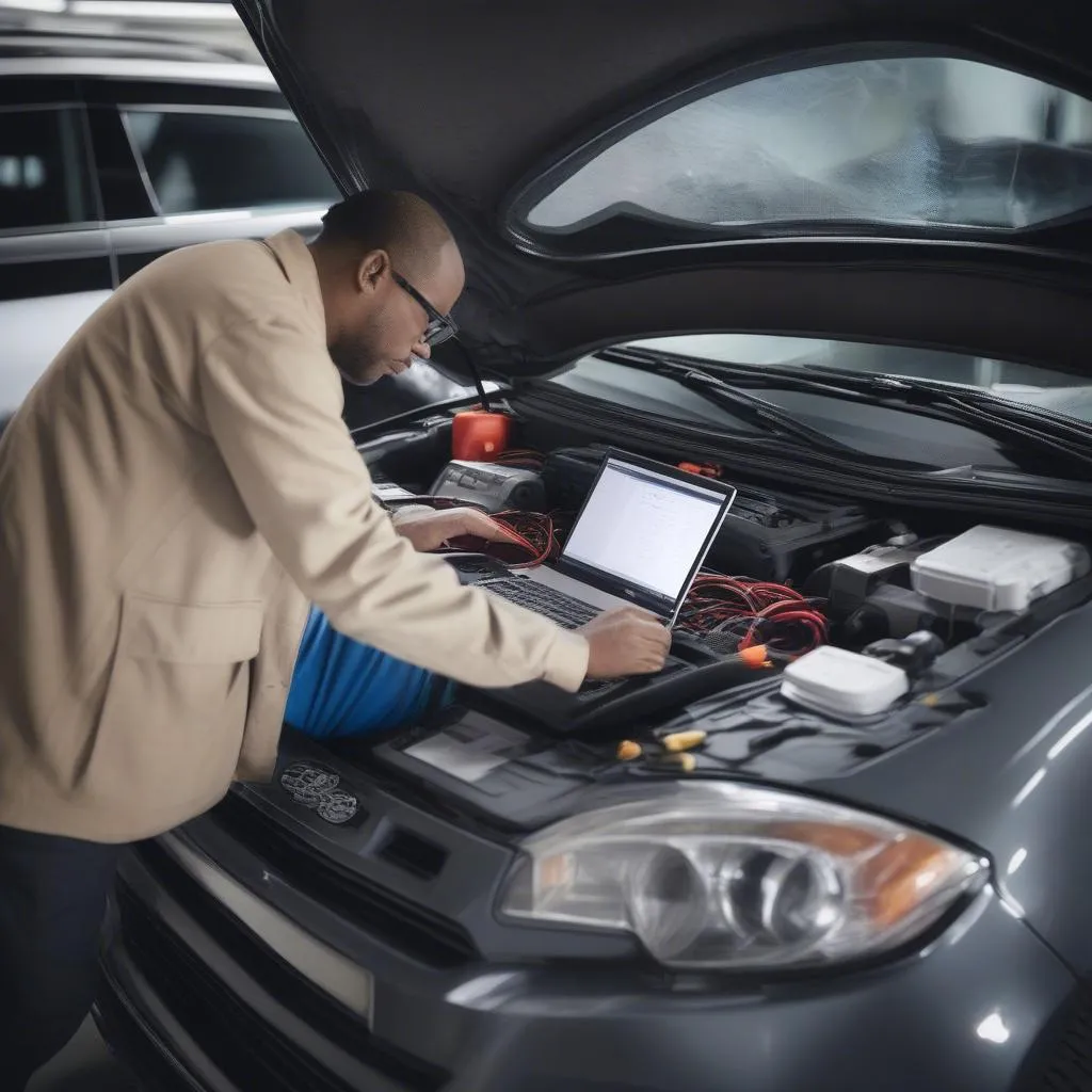 Mechanic Using Diagnostics Tools