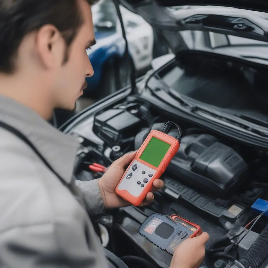 Mechanic Using Gameboy OBD