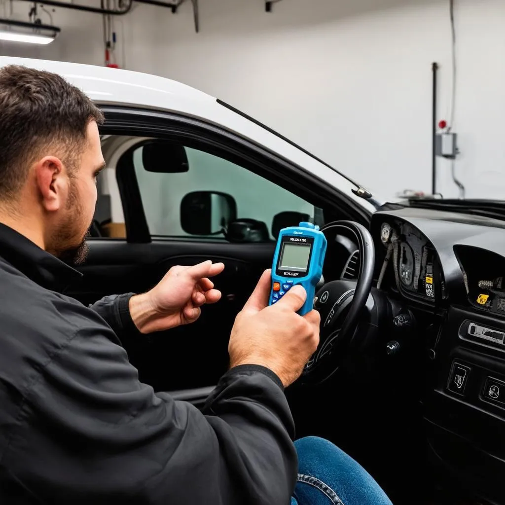 Mechanic Using OBD Tool