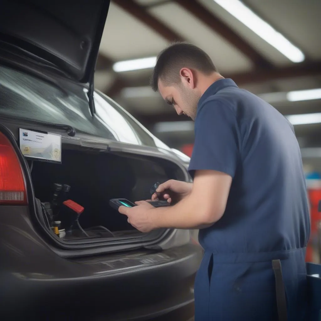 Mechanic Using OBD Scanner