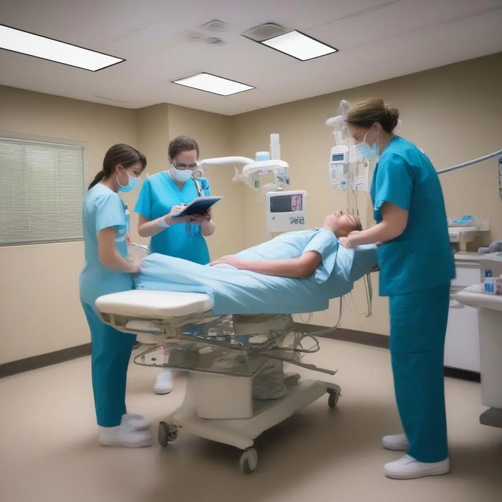 Medical staff helping patient