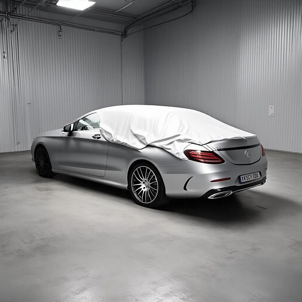 Silver Mercedes-Benz S-Class Coupe Covered in Garage