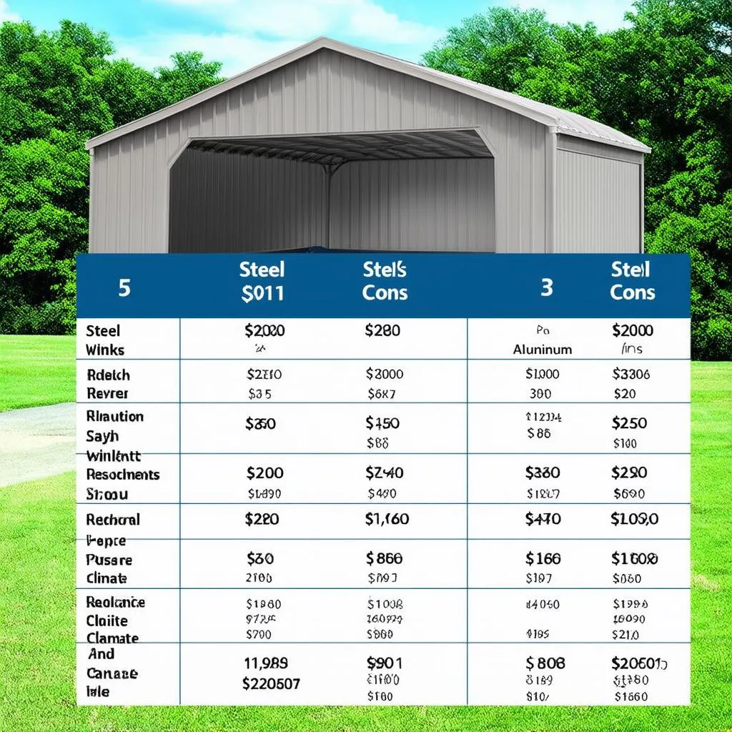 Metal Carport Comparison Chart