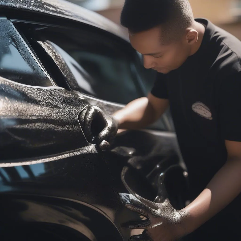 Metallic Black Car Detailing