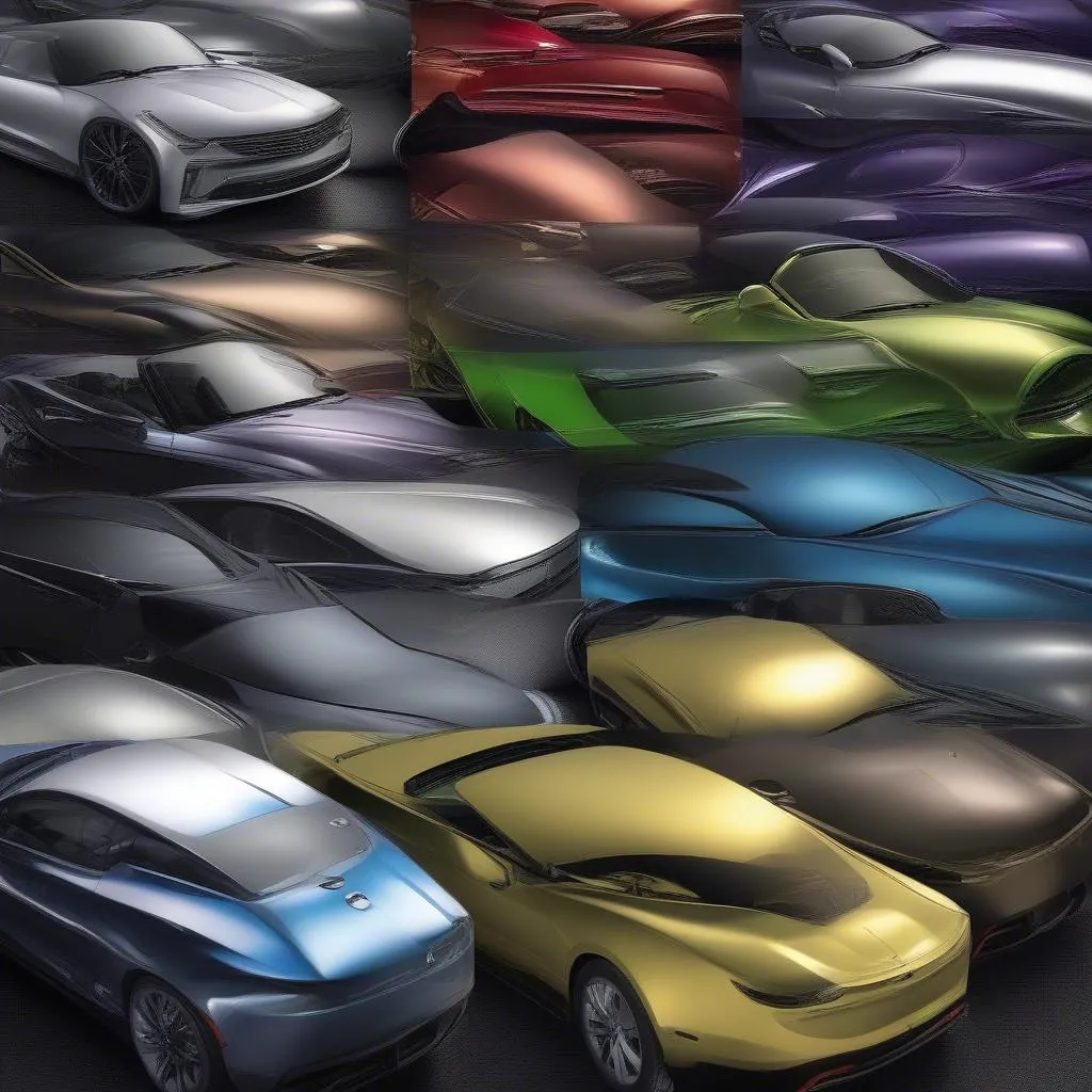 Examples of metallic car paint colors on different car models