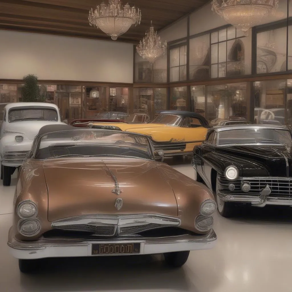 A collection of vintage cars at the Milan Car Museum, Italy