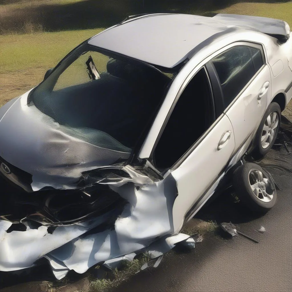 A car damaged in a collision, highlighting the potential impact of a car accident