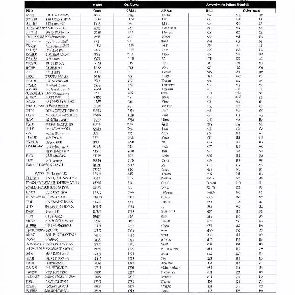 obd code chart