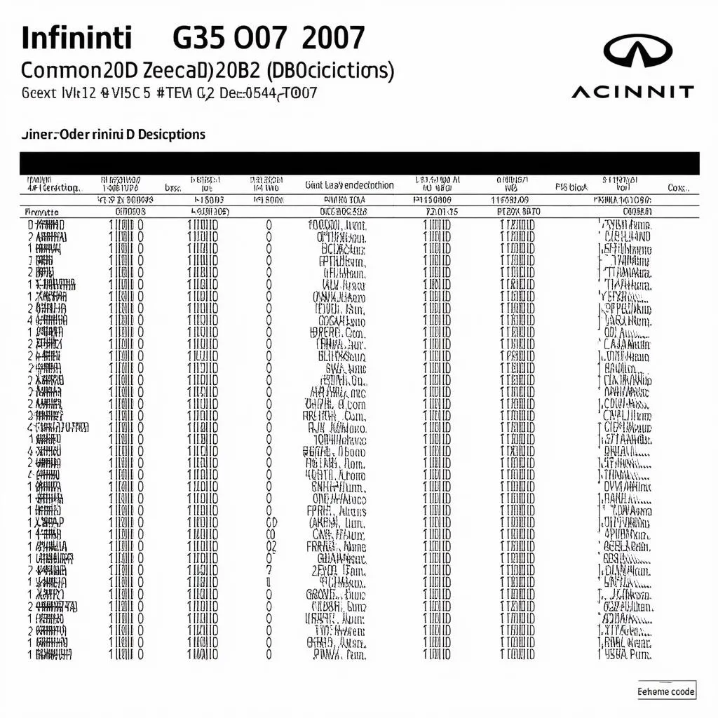 Infiniti G35 2007 OBD Codes: A Comprehensive Guide