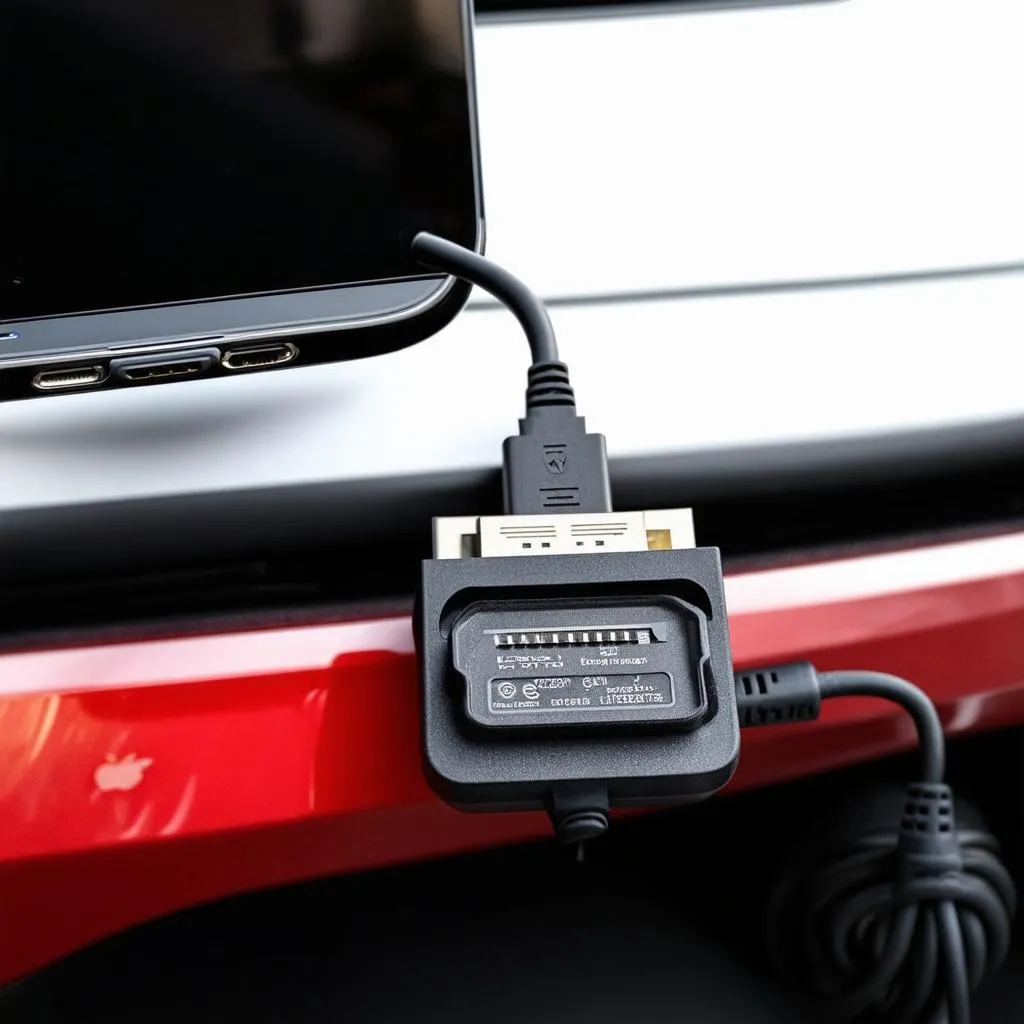 VW GTI OBD Dongle connected to Apple device