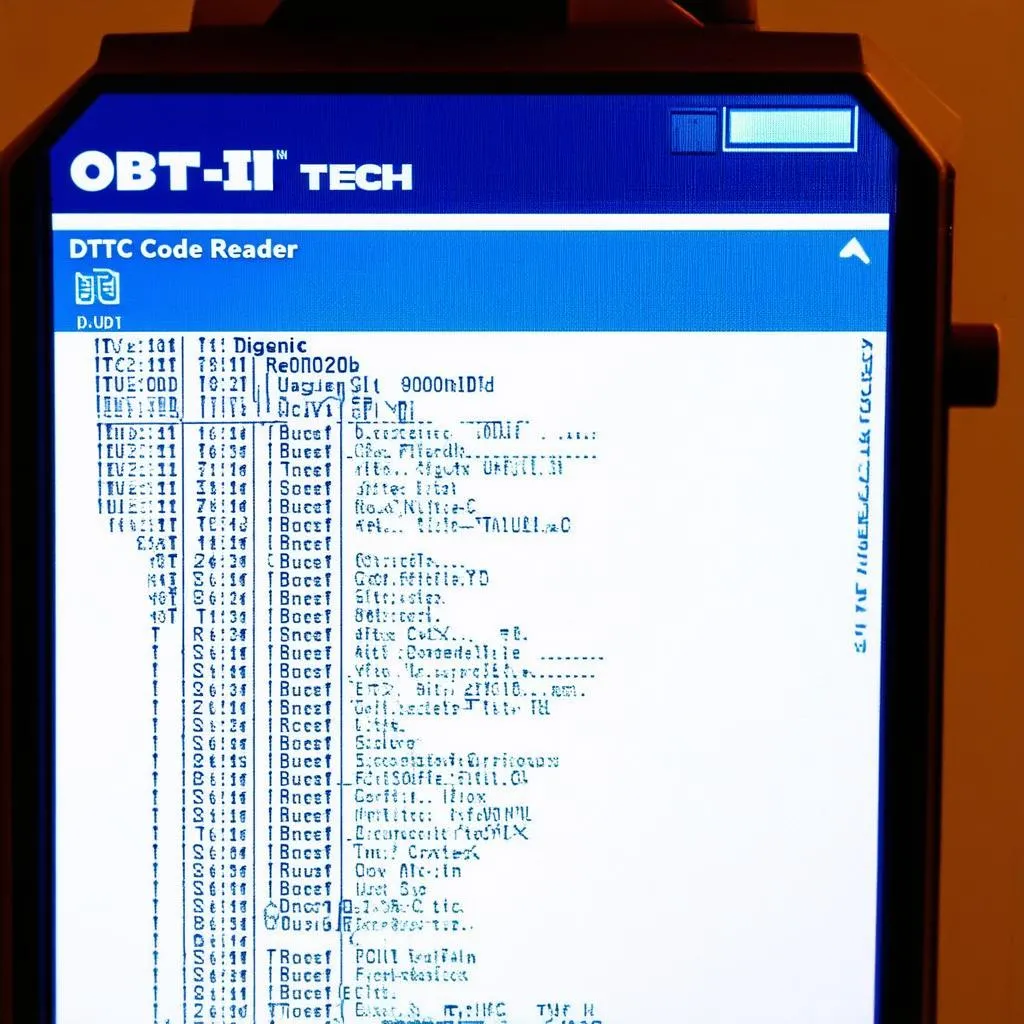 OBD II code reader display