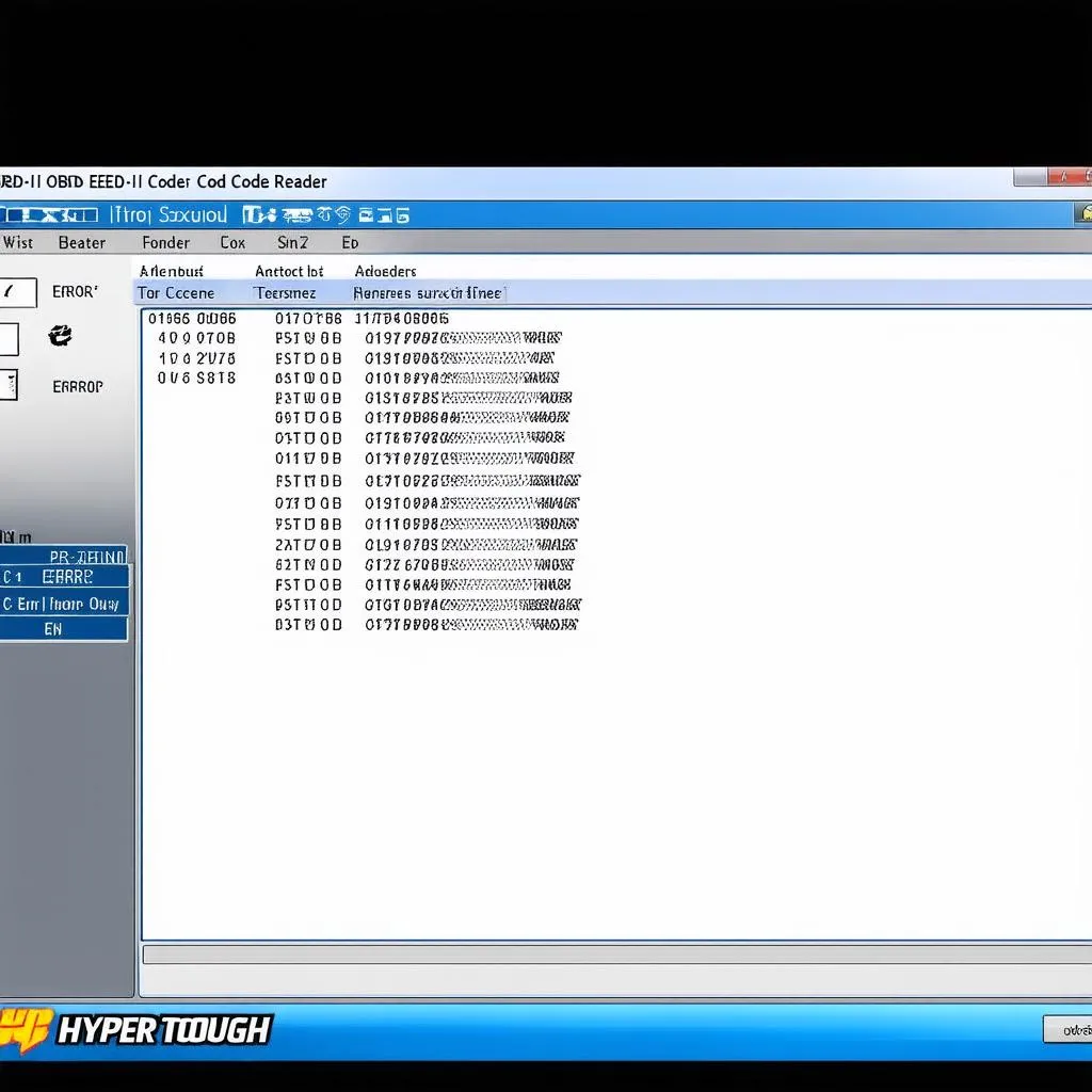 Hyper Tough OBD-II EOBD code reader screen