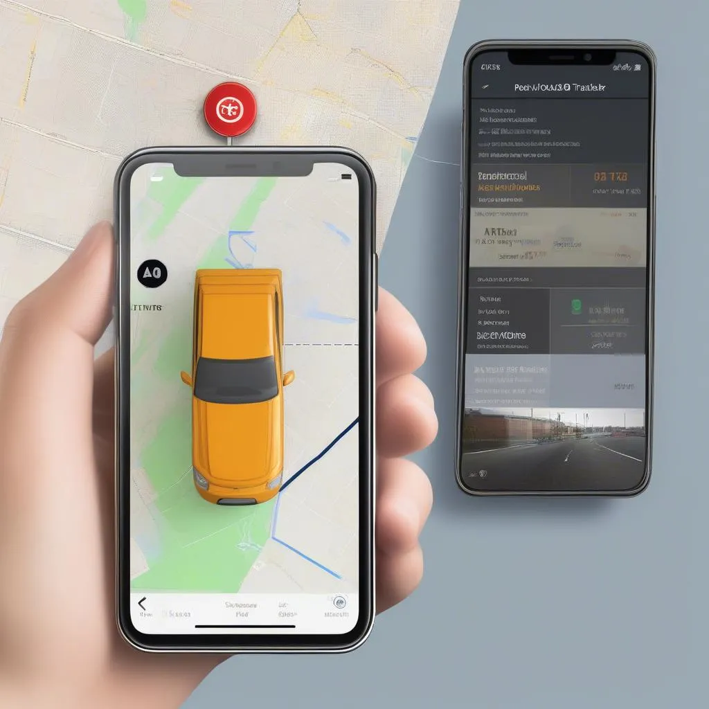 A smartphone app showing real-time location data of a vehicle