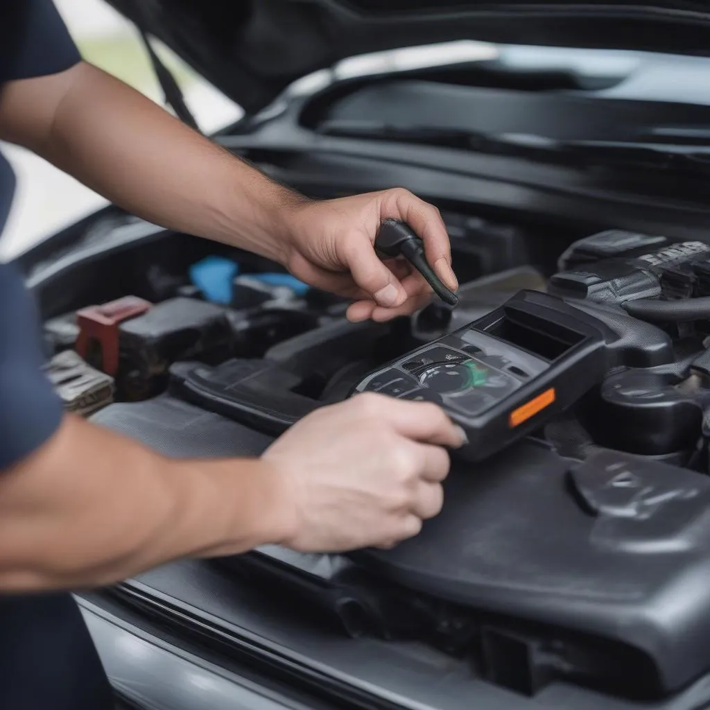 Mechanic Inspecting OBD Port