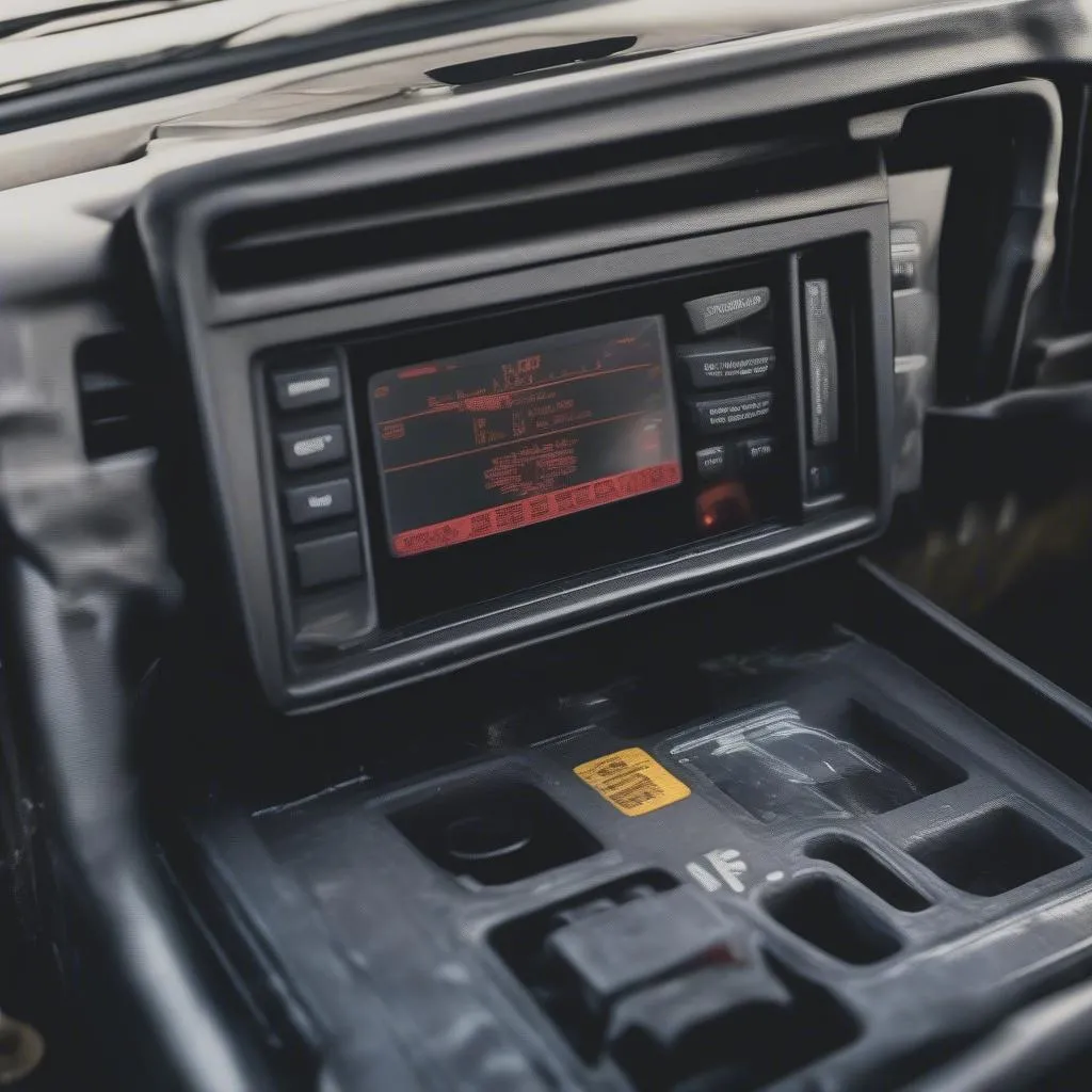 OBD Reader connected to the diagnostic connector of a 1988 Chevy truck