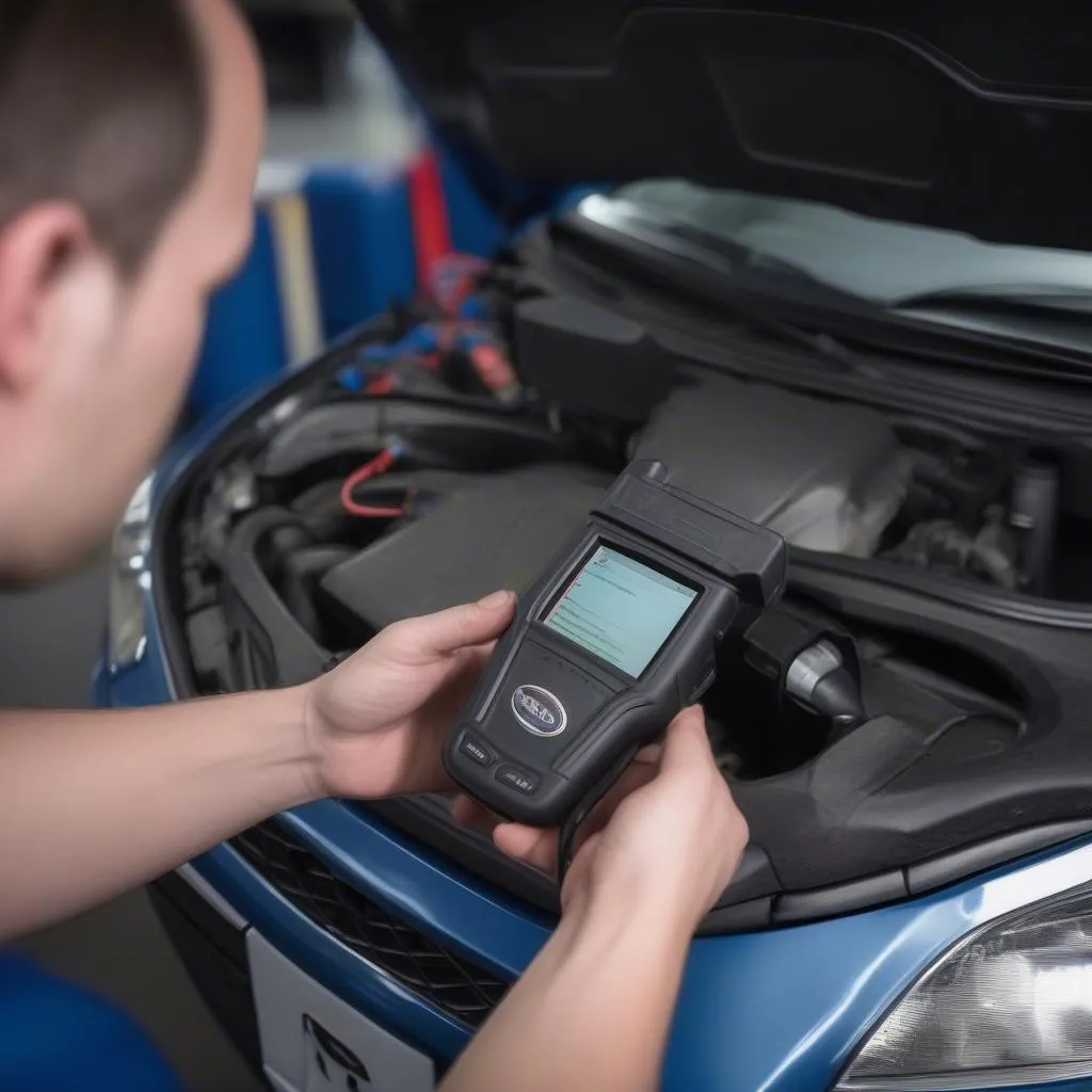 OBD scanner connected to the Ford Focus