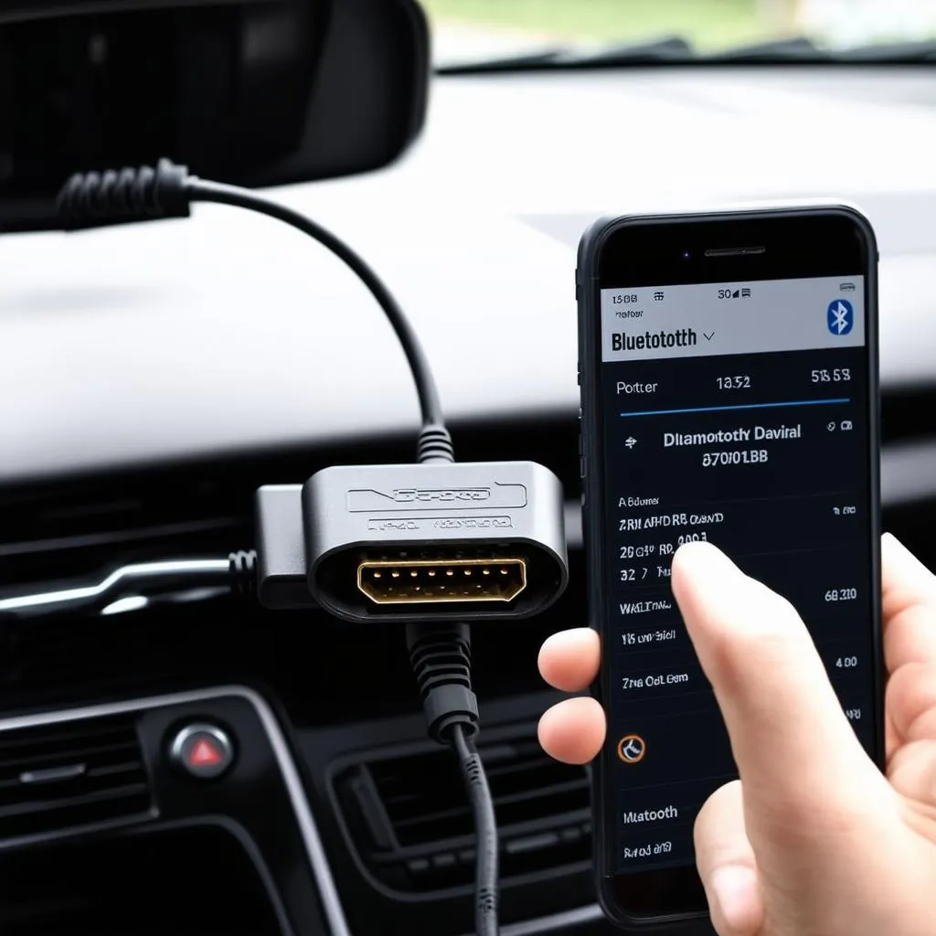 OBD Scanner Bluetooth Connected to a Car