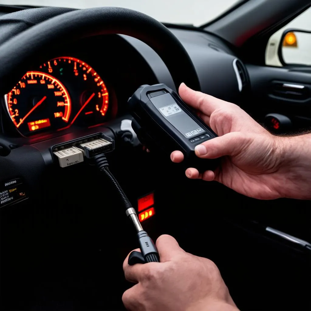 OBD Scanner Connected to a Car's Port