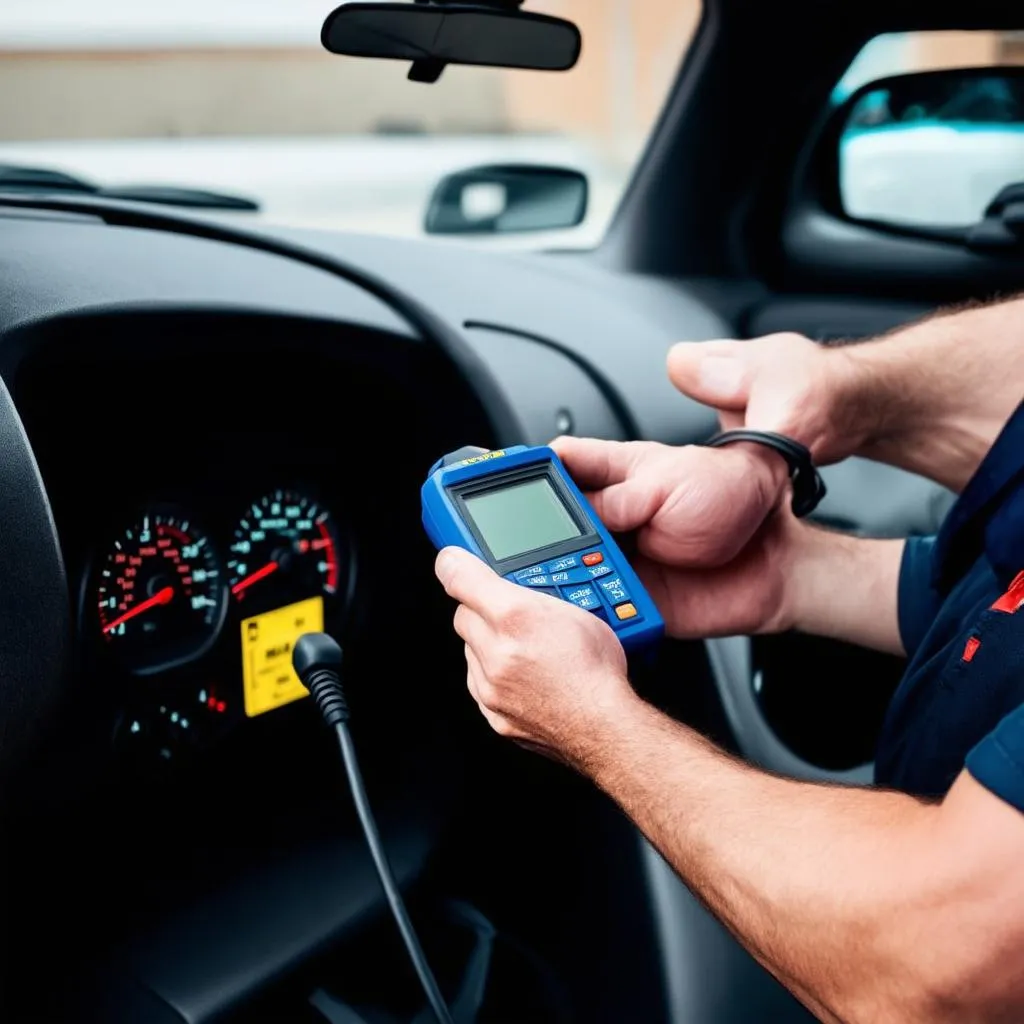 Mechanic using OBD Scanner