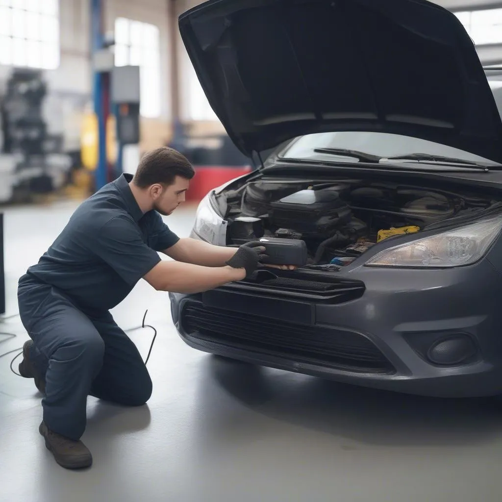 mechanic using obd scanner