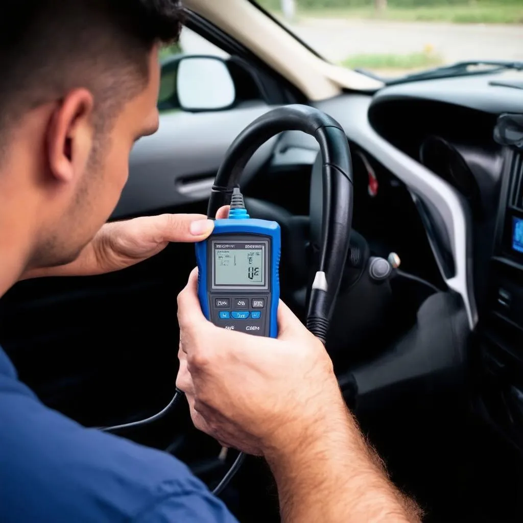 OBD Scanner Connected to Car