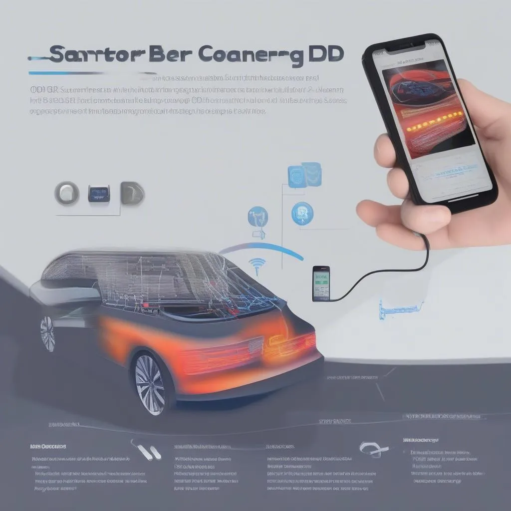 Smartphone connected to an OBD2 scanner