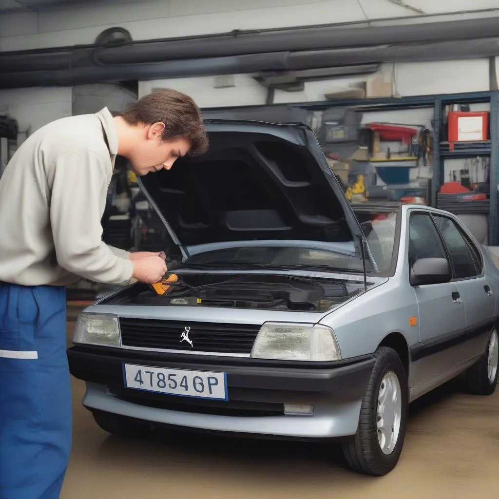 OBD Scanner connected to Peugeot 405